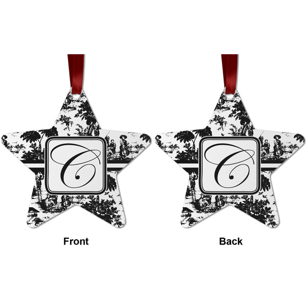 Toile Metal Star Ornament - Front and Back