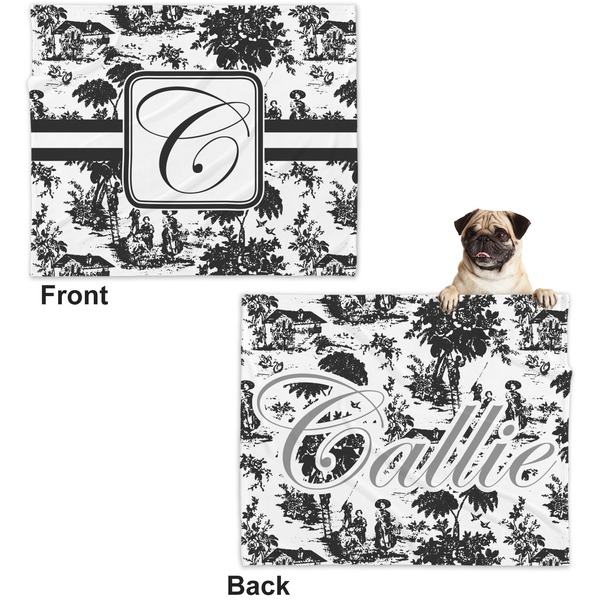 Toile Microfleece Dog Blanket - Large- Front & Back