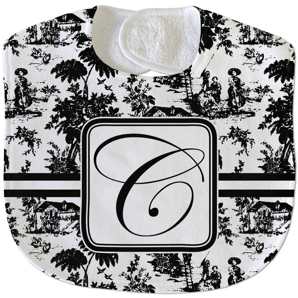 Toile New Baby Bib - Closed and Folded