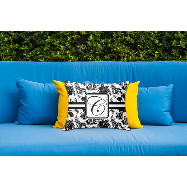 Toile Outdoor Throw Pillow  - LIFESTYLE (Rectangular - 20x14)