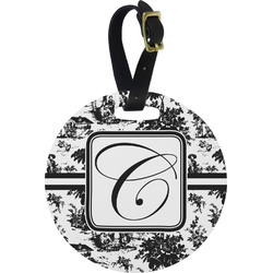 Toile Plastic Luggage Tag - Round (Personalized)
