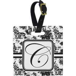 Toile Plastic Luggage Tag - Square w/ Initial