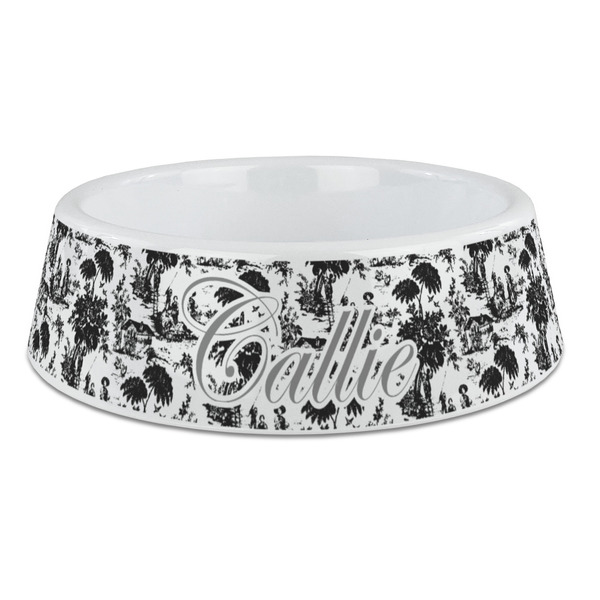 Custom Toile Plastic Dog Bowl - Large (Personalized)