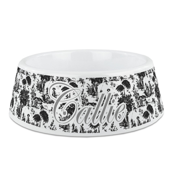 Custom Toile Plastic Dog Bowl - Medium (Personalized)