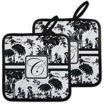 Toile Pot Holders - Set of 2 w/ Initial