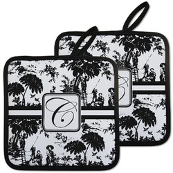 Toile Pot Holders - Set of 2 w/ Initial