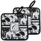 Toile Pot Holders - Set of 2 w/ Initial