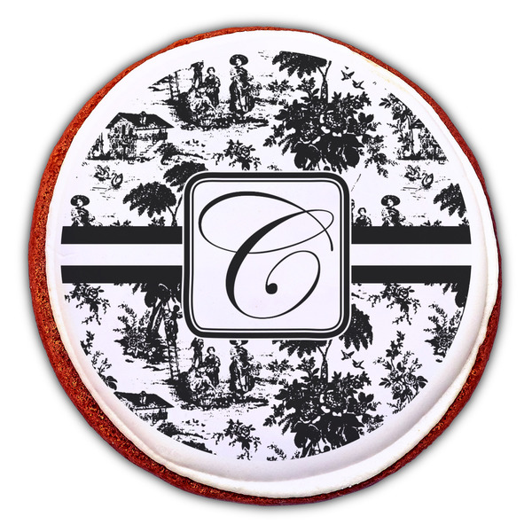 Toile Printed Icing Circle - Large - On Cookie