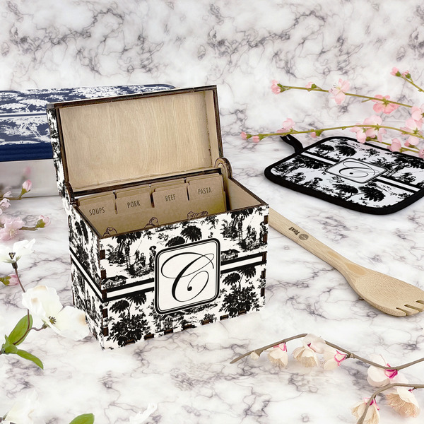 Toile Recipe Box - Full Color - In Context