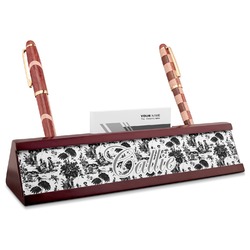 Toile Red Mahogany Nameplate with Business Card Holder (Personalized)