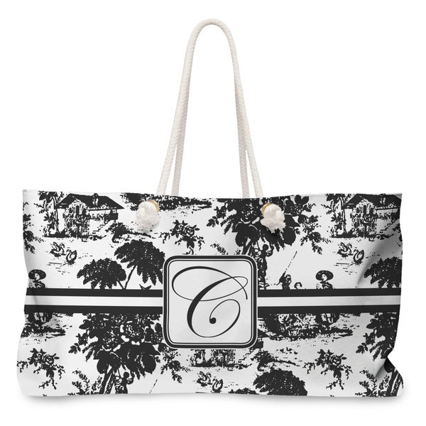 Custom Toile Large Tote Bag with Rope Handles (Personalized)