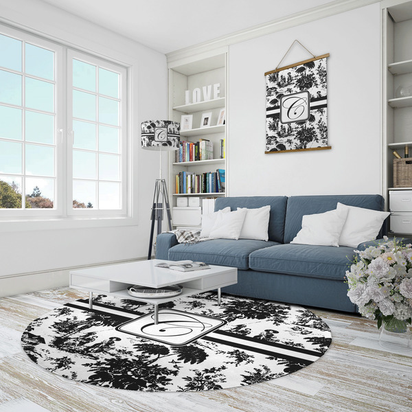 Toile Round Area Rug - IN CONTEXT