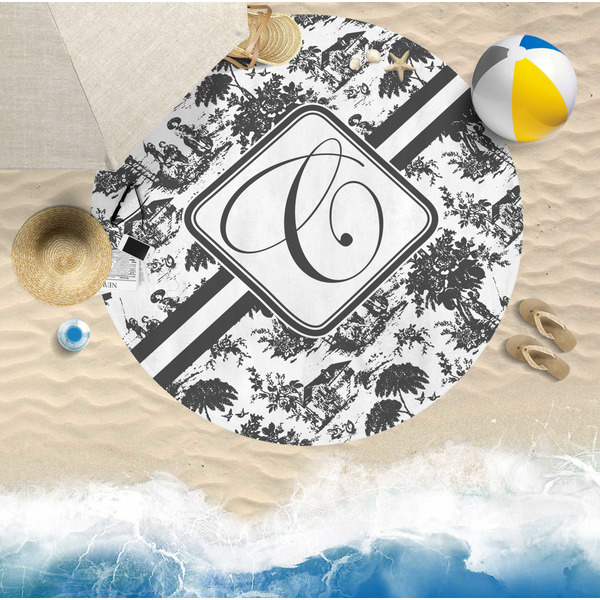 Toile Round Beach Towel Lifestyle