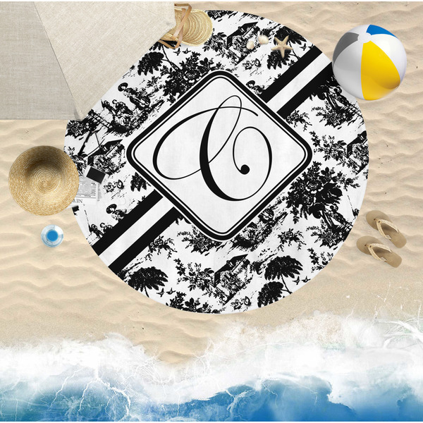 Toile Round Beach Towel Lifestyle