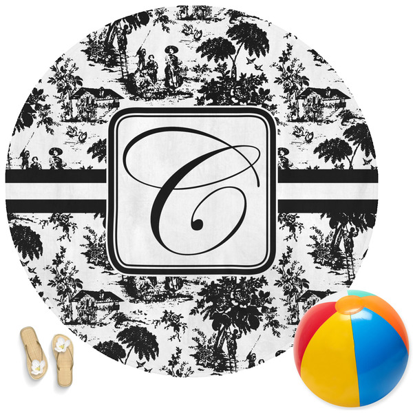 Custom Toile Round Beach Towel (Personalized)