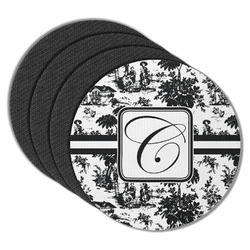 Toile Round Rubber Backed Coasters - Set of 4 (Personalized)