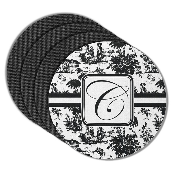 Custom Toile Round Rubber Backed Coasters - Set of 4 (Personalized)