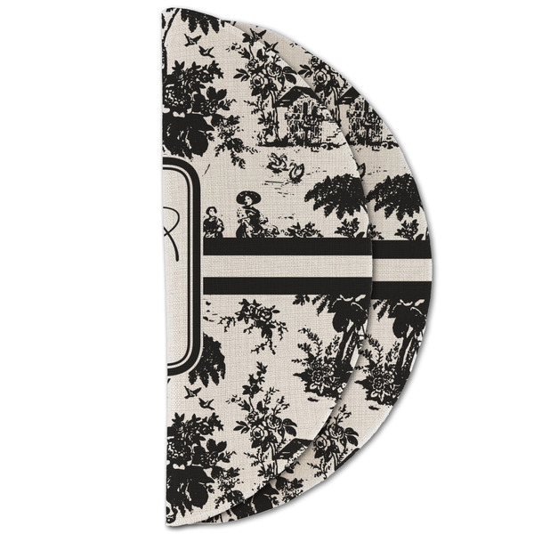 Toile Round Linen Placemats - HALF FOLDED (double sided)