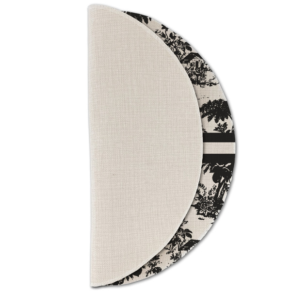 Toile Round Linen Placemats - HALF FOLDED (single sided)