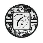 Toile Iron On Round Patch w/ Initial
