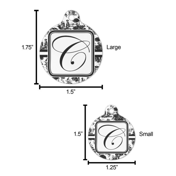 Toile Round Pet ID Tag - Large - Comparison Scale