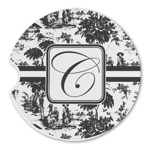Custom Toile Sandstone Car Coaster - Single (Personalized)