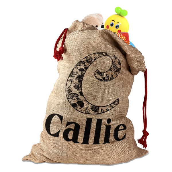 Toile Santa Bag - Front (stuffed w toys) PARENT