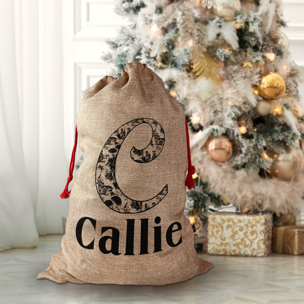 Toile Santa Bag - Front (stuffed)