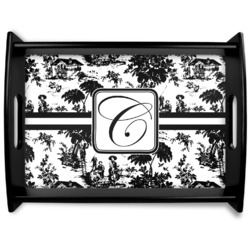 Toile Black Wooden Tray - Large (Personalized)