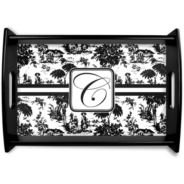 Custom Toile Black Wooden Tray - Small (Personalized)