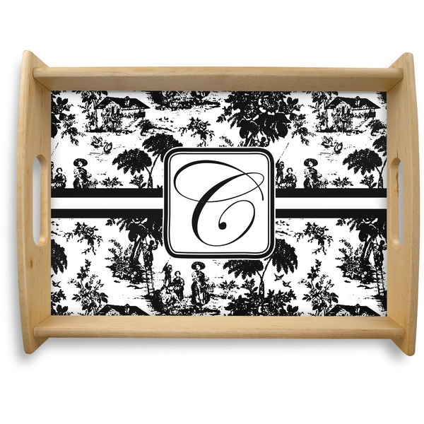 Custom Toile Natural Wooden Tray - Large (Personalized)