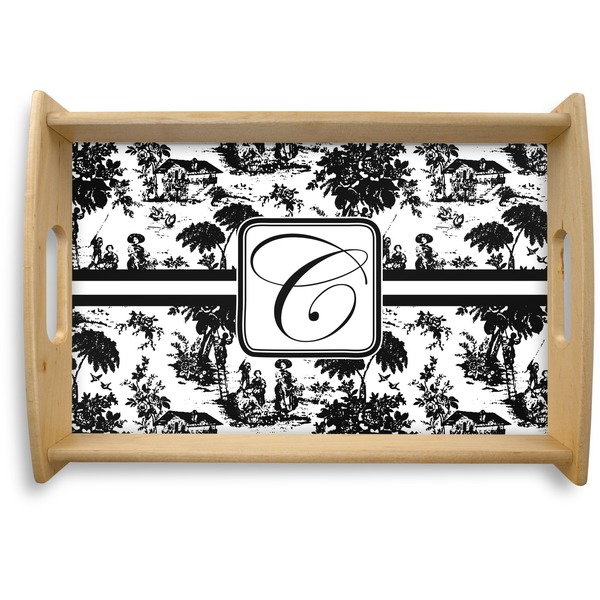 Custom Toile Natural Wooden Tray - Small (Personalized)