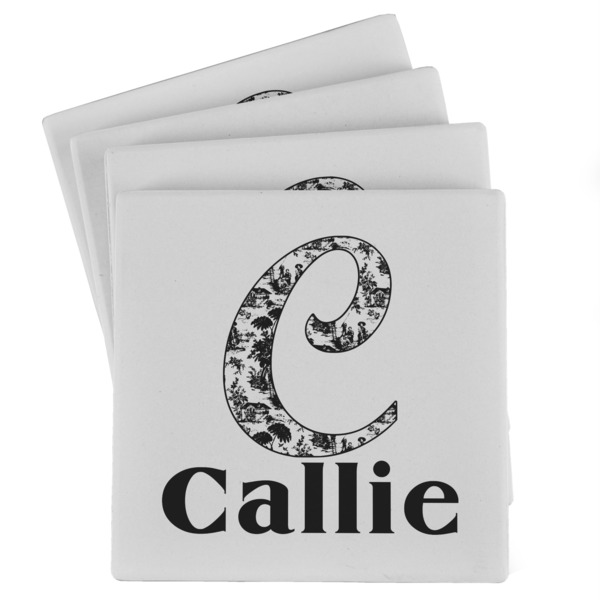Custom Toile Absorbent Stone Coasters - Set of 4 (Personalized)