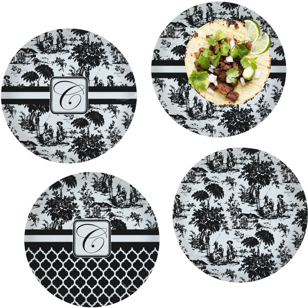Custom Toile Set of 4 Glass Lunch / Dinner Plate 10" (Personalized)
