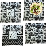 Toile Set of 4 Glass Square Lunch / Dinner Plate 9.5" (Personalized)