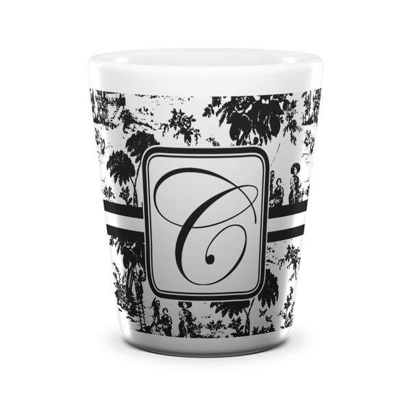 Custom Toile Ceramic Shot Glass - 1.5 oz - White - Set of 4 (Personalized)