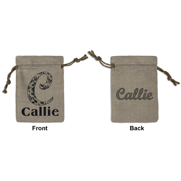 Custom Toile Small Burlap Gift Bag - Front & Back (Personalized)