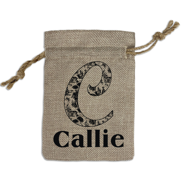 Custom Toile Small Burlap Gift Bag - Front (Personalized)