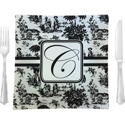 Toile 9.5" Glass Square Lunch / Dinner Plate- Single or Set of 4 (Personalized)