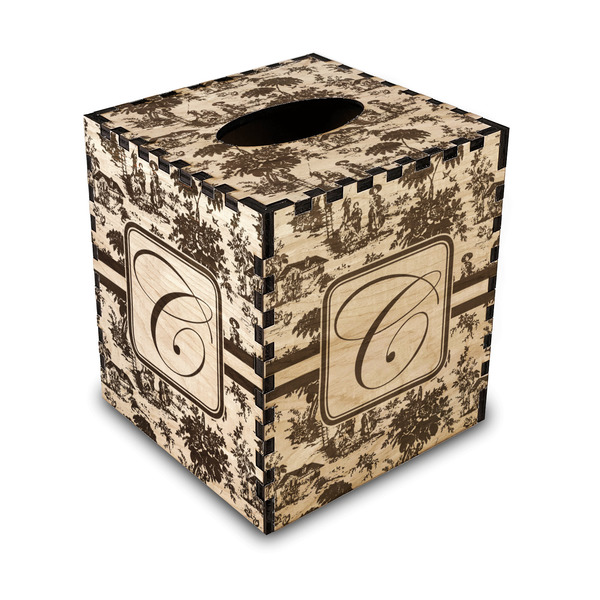 Custom Toile Wood Tissue Box Cover - Square (Personalized)
