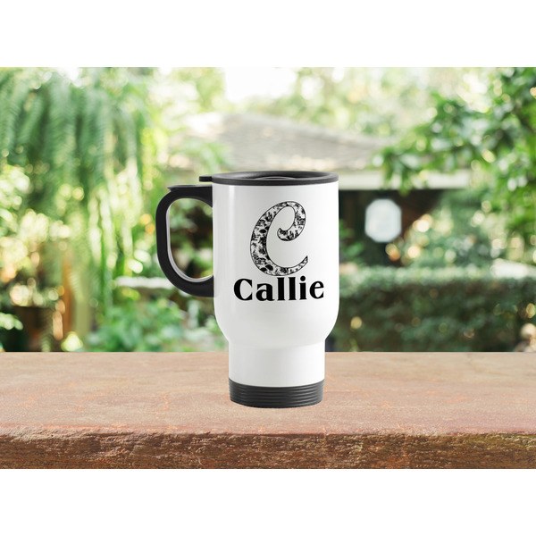 Toile Stainless Steel Travel Mug with Handle Lifestyle