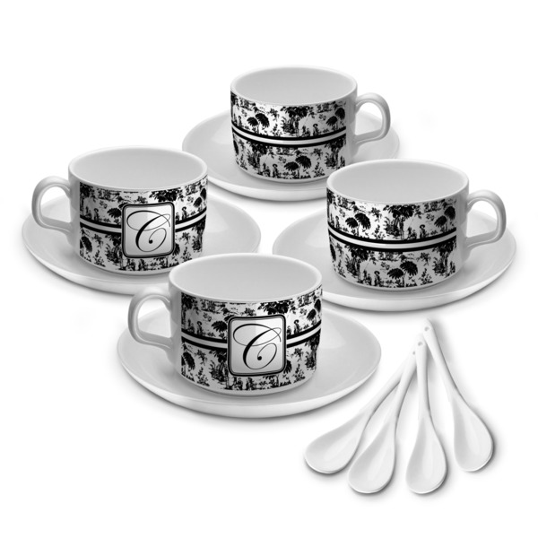 Custom Toile Tea Cup - Set of 4 (Personalized)