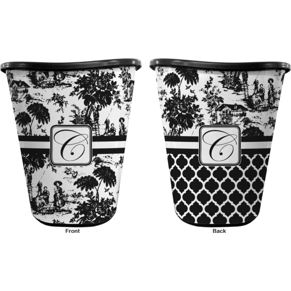 Toile Trash Can Black - Front and Back - Apvl