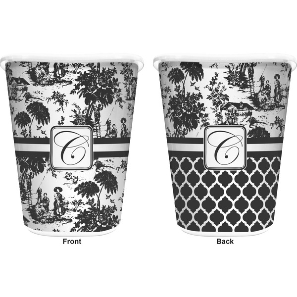 Toile Trash Can White - Front and Back - Apvl