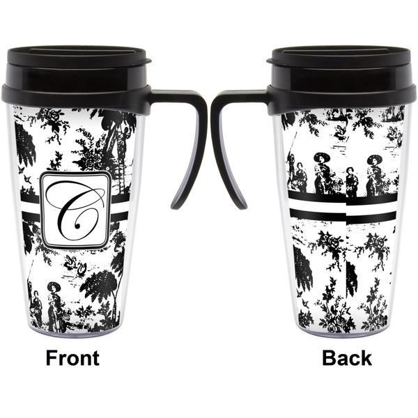 Toile Travel Mug with Black Handle - Approval