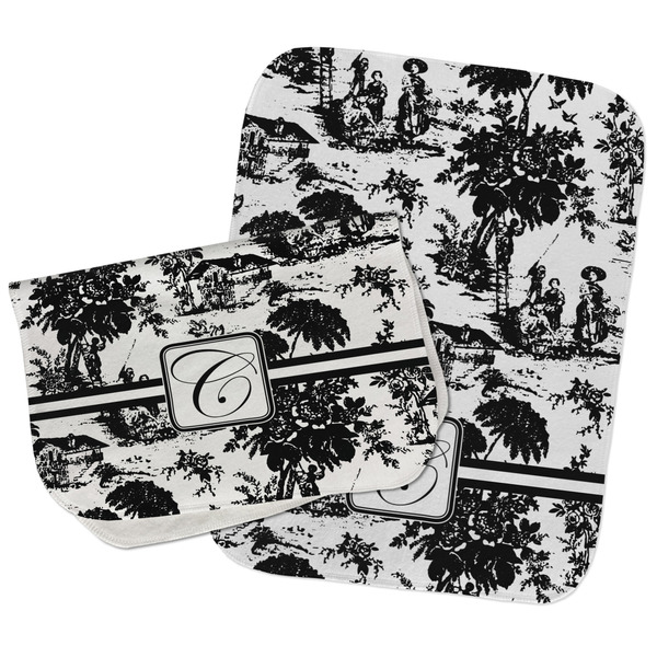 Custom Toile Burp Cloths - Fleece - Set of 2 w/ Initial