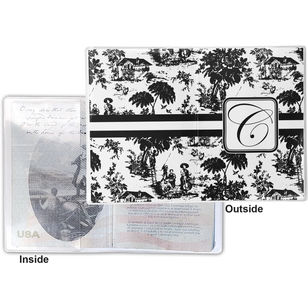 Toile Vinyl Passport Holder - Flat Front and Back