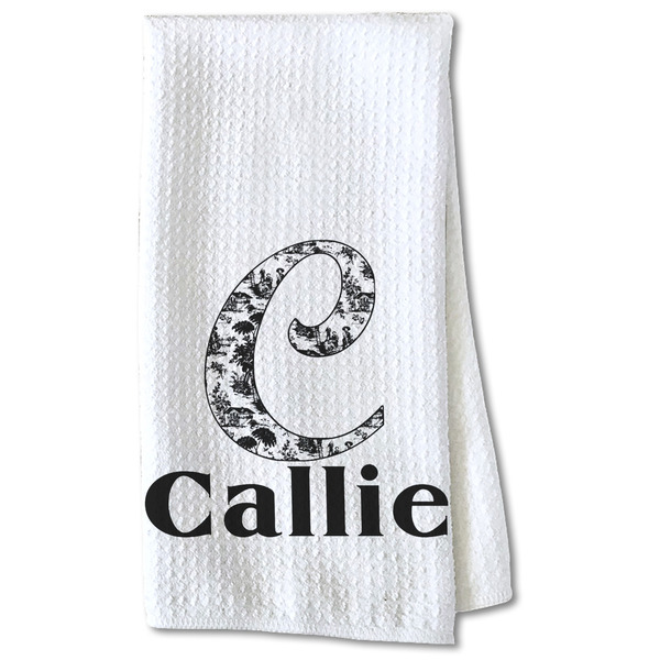Custom Toile Kitchen Towel - Waffle Weave - Partial Print (Personalized)