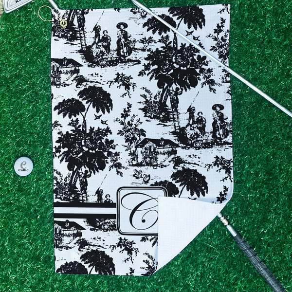 Toile Waffle Weave Golf Towel - In Context