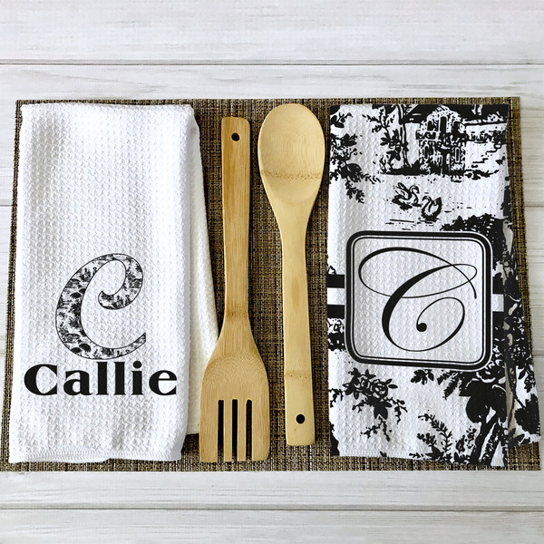 Toile Waffle Weave Towels - 2 Print Styles